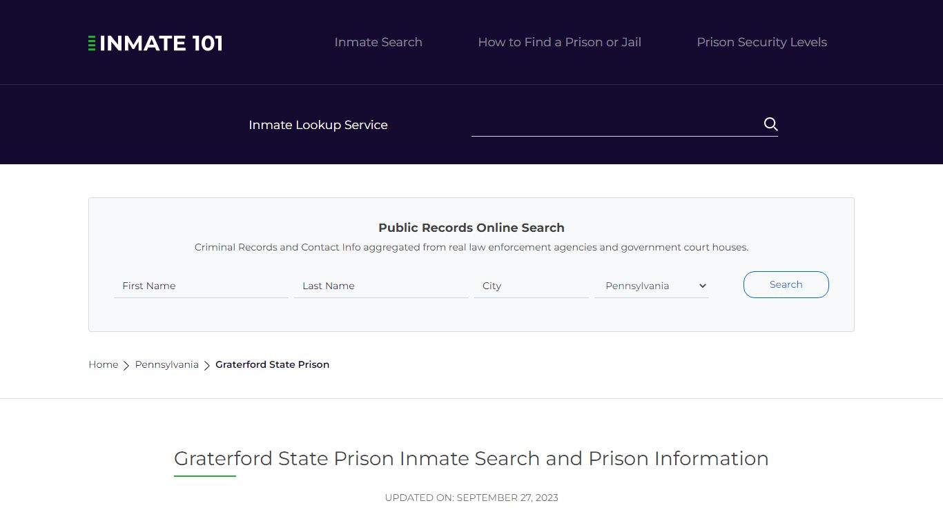 Graterford State Prison Inmate Search and Prison Information