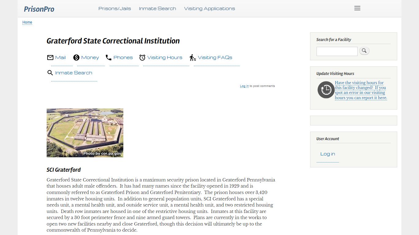 Graterford State Correctional Institution Visiting hours, inmate phones ...